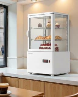 Upstreman Countertop Pastry Refrigerated Display Case, 2.0 Cu.Ft/56L Commercial Display Refrigerator 3-Tier Cake Fridge, CD20 White - Thumbnail 7