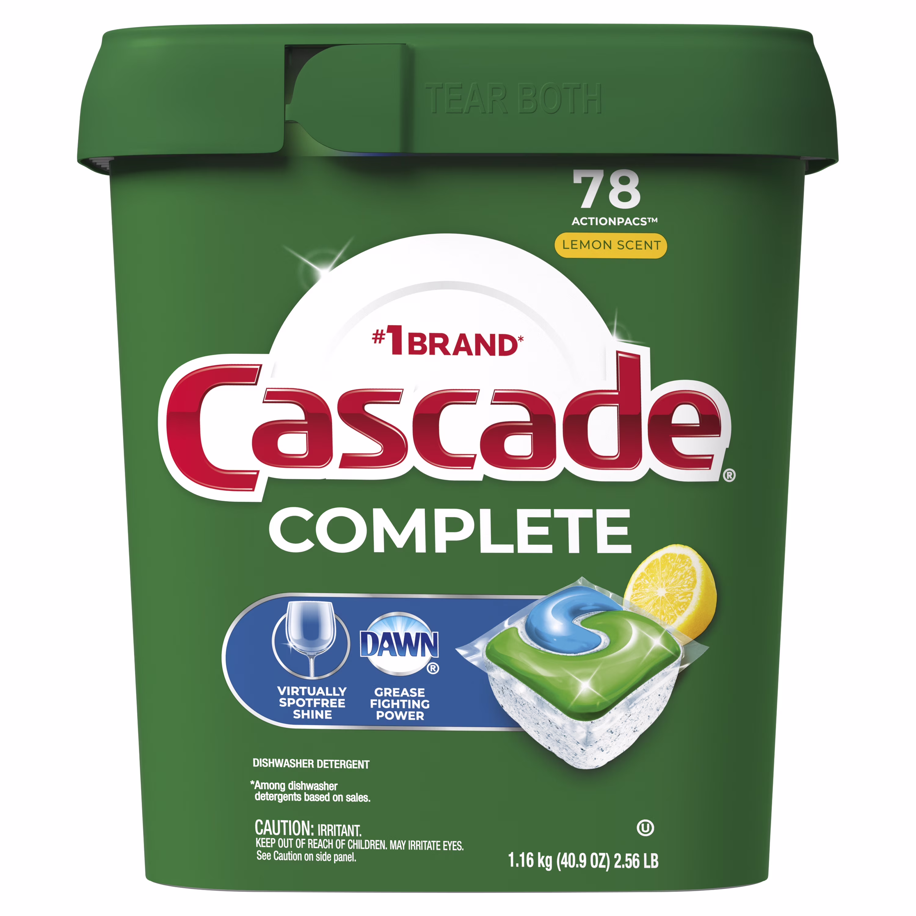 Cascade Complete Dishwasher Pods, Action Pacs Dishwasher Detergent, Dishwasher Tabs, Lemon, 78 Count - Thumbnail 12