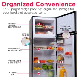 Frigidaire 7.5 Cu. ft. Top Mount Retro Refrigerator, Apartment-Size Fridge in Black - Thumbnail 3