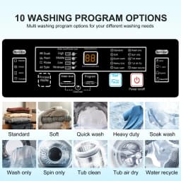 GGTB 25lbs Portable Washing Machine - Fully Automatic Top Load Washer with Stainless Steel Tub for Apartments Dorms - Thumbnail 4