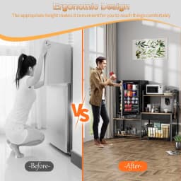 ModFurne Mini Fridge Stand with Storage, Mini Refrigerator Stand with Power Outlet, Wine Fridge Table with Movable Storage Basket for Dorm Home Use - Thumbnail 5