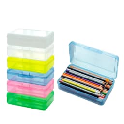 UALSRZL Extra Large Pencil Box, Clear Plastic Pencil Case with Snap Lid, Stackable Organizer for Pens, Markers, Crayons, Stickers & Supplies, Blue - Thumbnail 1