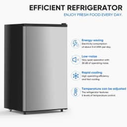 edx 3.2 cu. ft. Single Door Mini Refrigerator, 17.7" Width, with Separate Freezer, Silver - Thumbnail 3