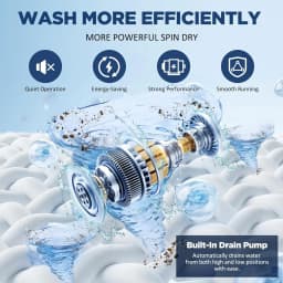 17.6Lbs Portable Washing Machine, Full-Automatic Portable Compact Washer with Drain Pump, 10 Programs 8 Water Levels, Compact Washers with LED - Thumbnail 3