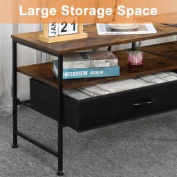 55"L Extended TV Cabinet Industrial TV Cabinet with Fabric for Living Room, Bedroom with Charging Stake Brown - Thumbnail 4