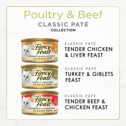 Purina Fancy Feast Classic Pate Food, Wet Cat Food, Poultry & Beef, 3 oz Cans, 30 Pack - Thumbnail 4