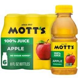 Mott's 100% Apple Juice, 8 fl oz, 6 Count Bottles - Thumbnail 1