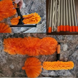 20+ Foot Reach High Ceiling Duster Kit & Window Cleaning Kit | 3-14 ft Telescopic Pole with Window Washer, Squeegee, Cobweb, Fan, and Feather Dusters - Thumbnail 7