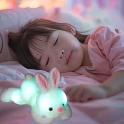 White Soft Glow Bunny Plush For Kids Sleep Aid With Led Light Comfort Size 13.78X3.15X1.57 Inches Portable 0.55 Lb Night Time Friend - Thumbnail 2