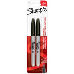 Sharpie Permanent Markers, Fine Point, Black, 2 Count - Thumbnail 1