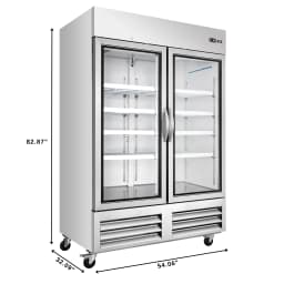54 in. Commercial Two Glass Door Convertible Reach-In Refrigerator/Freezer with 49 Cu. Ft. Capacity in Stainless Steel, ETL Listed (KM-RIC-2DGD) - Thumbnail 3