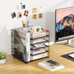Mintazer Desk Organizer with File Holder, 5-Tier Paper Letter Tray Organizer Mesh Desktop File Organizer Magazine Holder for Home School Office - Thumbnail 4