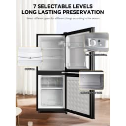 3.8 Cu.Ft Compact Refrigerator Double Door Mini Fridge with 2.3 Cu ft Freezer, Ultra Quiet, Mini Refrigerator for Dorm, Bedroom, Office, Black - Thumbnail 3