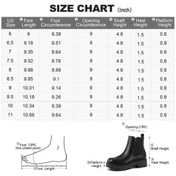 Rexoro Women's Chelsea Boots Chunky Heel Lug Sole Ankle Boots Elastic Side Slip-on Fashion Booties Black PU 8 - Thumbnail 3