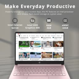 HP Stream 14" HD BrightView Laptop, Intel Celeron N4120, 4GB RAM, 64GB eMMC, Intel UHD Graphics, 720p Webcam - Thumbnail 2