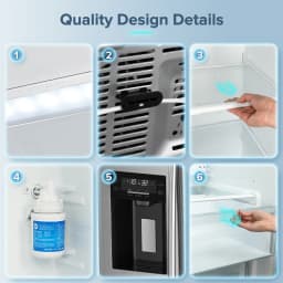 Auseo 21 Cu.ft. 36" Depth French Door Refrigerator with Ice & Water Dispenser, Auto Defrost, Gray Stainless Steel - Thumbnail 5