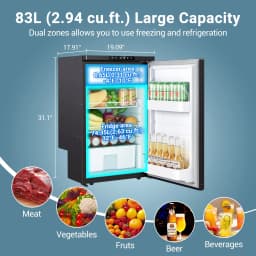 BODEGA 83L (88 Quart) Car Refrigerator, Portable Car Fridge 12V Campervan Fridge Freezer for Car, Truck, RV, Outdoor Camping Travel - Thumbnail 6
