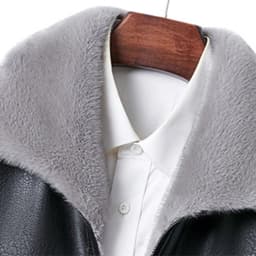 Maoxin Men's Leather Jacket Men's Fashion Vintage Thicke Motorcycle Solid Color Zipper Pocket Leather Long Sleeved Hooded Jacket Leather Jacket Men Plus Size Black S - Thumbnail 6