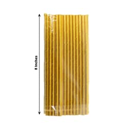 Efavormart 50 Pack | 8" Metallic Gold Foil Food Grade Paper Drinking Straws, Biodegradable Disposable Party Straws - Thumbnail 3