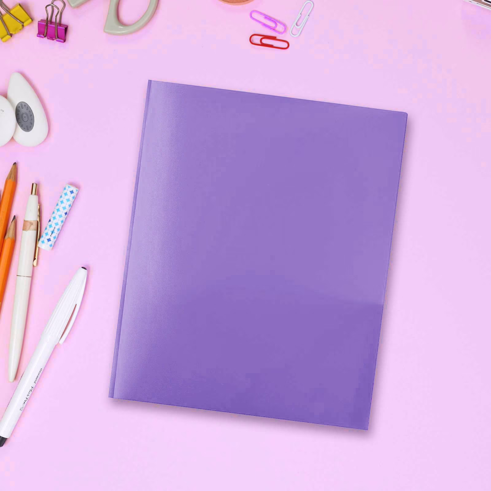 Plastic Folders with Two Pockets And Prongs Pocket Folders with Metal Prongs Fastener Clasps Letter Size File Folders Colored Folders Reusable - Thumbnail 2