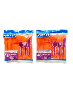 Orange Cutlery Plastic, Plastic Orange Cutlery, Orange Plastic Silverware, Heavy-Duty Orange Plastic Cutlery - Thumbnail 1