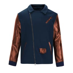 Maoxin Leather Jacket Men Men's Fashion Casual Solid Color Zipper Pockets Long Sleeve Hoodless Casual Outwear Plus Size Jackets for Men Navy S - Thumbnail 5