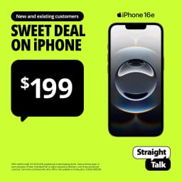 Straight Talk Apple iPhone 16e, 5G, 128GB, Black - Prepaid Smartphone [Locked to Straight Talk] - Thumbnail 1