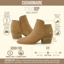 Cushionaire Women's Rip Ankle Bootie +Memory Foam, Wide Widths Available - Thumbnail 2