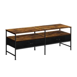 55"L Extended TV Cabinet Industrial TV Cabinet with Fabric for Living Room, Bedroom with Charging Stake Brown - Thumbnail 1