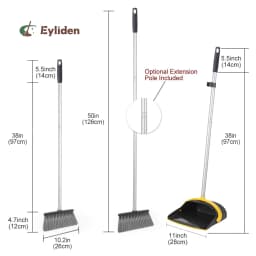 Eyliden Broom and Dustpan Combo Set for Home Hardwood Floor with Long Handle to 50", Dark Grey - Thumbnail 5