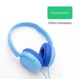 onn On-Ear Headphones with 3.5 mm Connector, Blue - Thumbnail 4