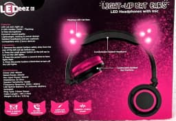 RHEA- Led Headphones W/Mic & Flashing Light-Up Pink Cat Ears 3.5Mm Aux Compatible - Thumbnail 1