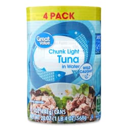 Great Value Chunk Light Tuna in Water, 5 oz, 4 Pack - Thumbnail 1