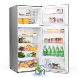 Upstreman 14.6 Cu. Ft. Top Freezer Refrigerator, Stainless Steel Frost Free Refrigerator with Free Ice Cube Tray, Garage Ready, NERGY STAR, BD146 - Thumbnail 2