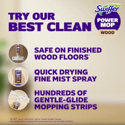 Swiffer Power Mop Wood Kit with Refill, Unscented, 1 handle + 1 solution & 2 Pads - Thumbnail 2