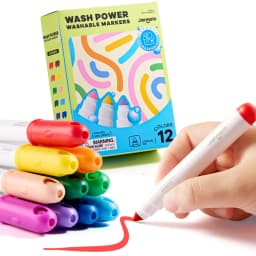 Jar Melo Ultra Washable Markers for Kids Toddlers 12 Colors, Safe Water Based Markers,Back to School & Kit Gift - Thumbnail 1