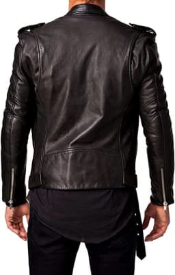 Men Pure Genuine Leather Jacket Lambskin Winter Vintage Motorcycle Biker Black XS - Thumbnail 2