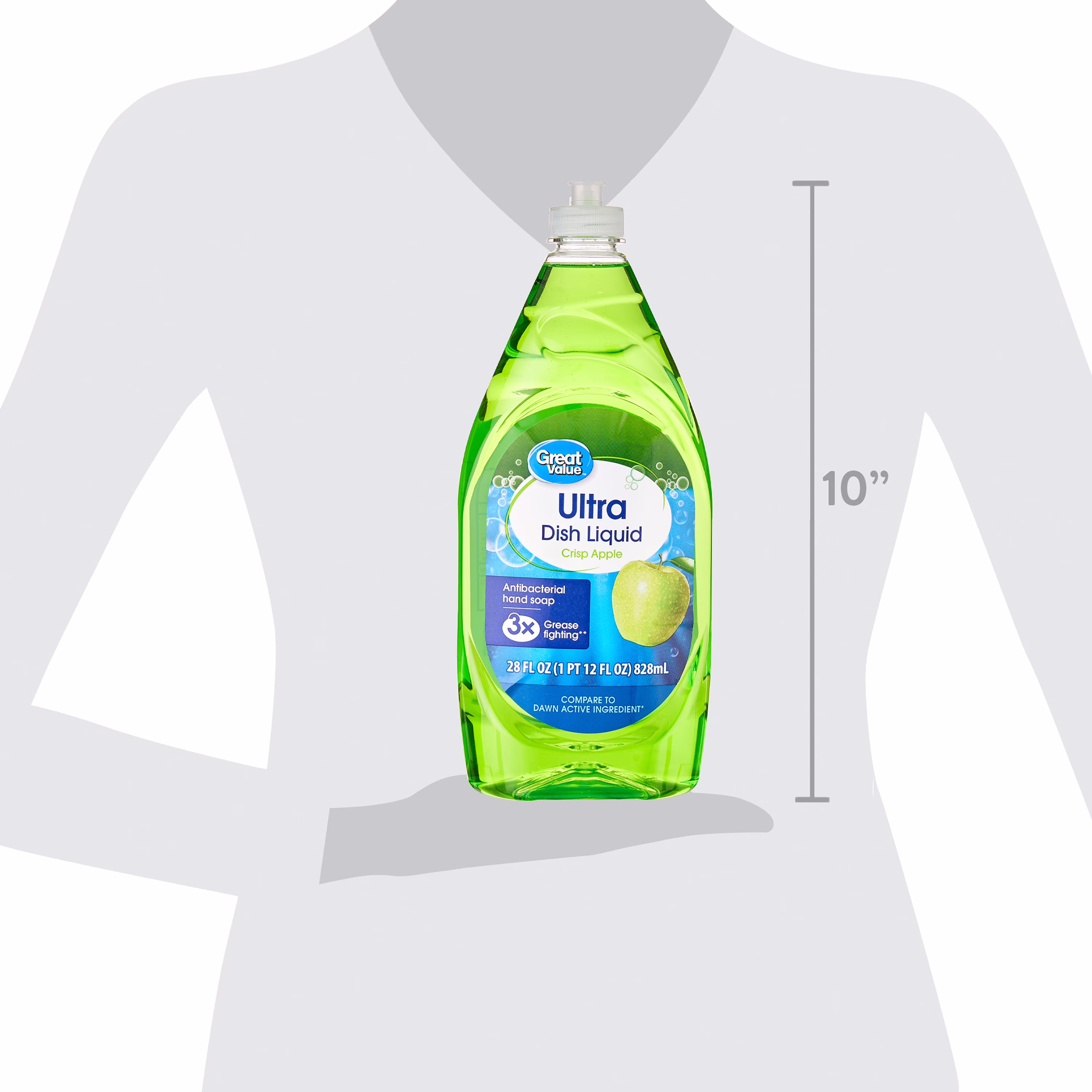 Great Value Ultra Antibacterial Dish Liquid, Crisp Apple, 28 fl oz - Thumbnail 6