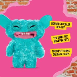 BONKERS Fuggler Grin Grin Squeaky & Plush Dog Toy for Playtime, Blue, 8 inches - Thumbnail 2