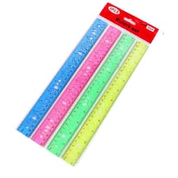 4 Pack Color Transparent Ruler, Ongmies Plastic Ruler Bulks for Classroom, Transparent Metric Rulers for Home, Office Supplies 14 Inch - Thumbnail 1