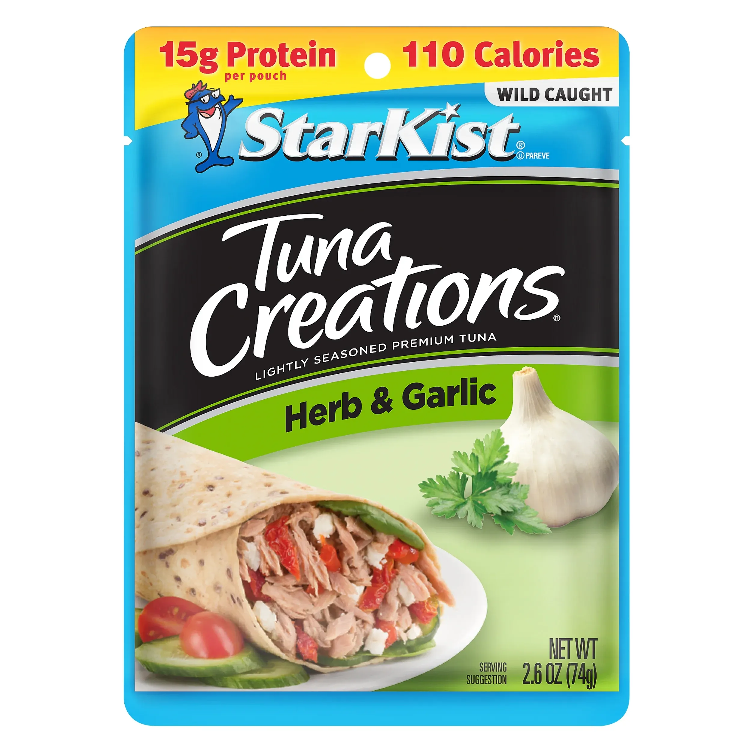 StarKist Tuna Creations, Herb and Garlic, Wild Caught, 15g Protein, 2.6 oz Pouch