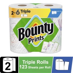 Bounty Paper Towels Select-A-Size Print, 2 Triple Rolls, 123 Sheets per Roll - Thumbnail 1
