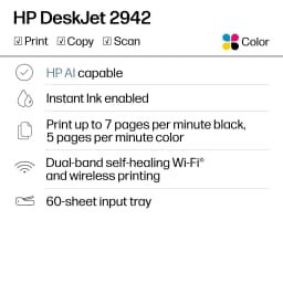 HP DeskJet 2942 Wireless All-in-One Color Inkjet Printer, 6 Months Free Instant Ink, Bristol Blue - Thumbnail 2