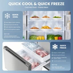 ICYBER BOOM 27.4 cu ft French Door Refrigerator, Full Size with Freezer, Auto Defrost, Ice Maker & Water Filter, Dual Zone, Stainless Steel - Thumbnail 8