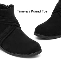 Ecetana Women's Ankle Boots Chunky Heel Round Toe Casuals Short Booties with Side Zipper - Thumbnail 3