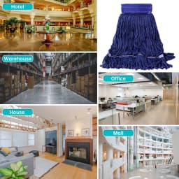 Mop Head Replacement Heavy Duty Mop for Floor Cleaning, Wet Industrial Cotton Looped End String Cleaning Blue Mop Head Refill - Thumbnail 2