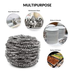 Leott Cleaning, Cleaning Brush, 12Pc Stainless Steel Wire Cleaning Kitchen Store Cleaning Steel Wool Scrubber Pad Used For Dishes, 2 Packs of Steel - Thumbnail 5