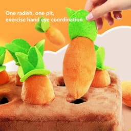 Dogs Carrot Snuffle Mat, Interactive Dog Plush Puzzle Toys, Pull Radish Dog Chew Toy, 2 in 1 Non-Slip Nosework Feed Games, Pet Stress Relief - Thumbnail 5