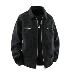 HOMADLES Mens Zip Up Leather Jacket Lapel Vintage Motorcycle Jackets Long Sleeve Casual Jacket Black Size 5XL - Thumbnail 8