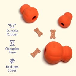 Oodles Durable Rubber Orange Fillable Interactive Dog Treater, Medium - Thumbnail 5